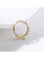 Bijou de nez ou cartilage avec feuilles en Or 14K