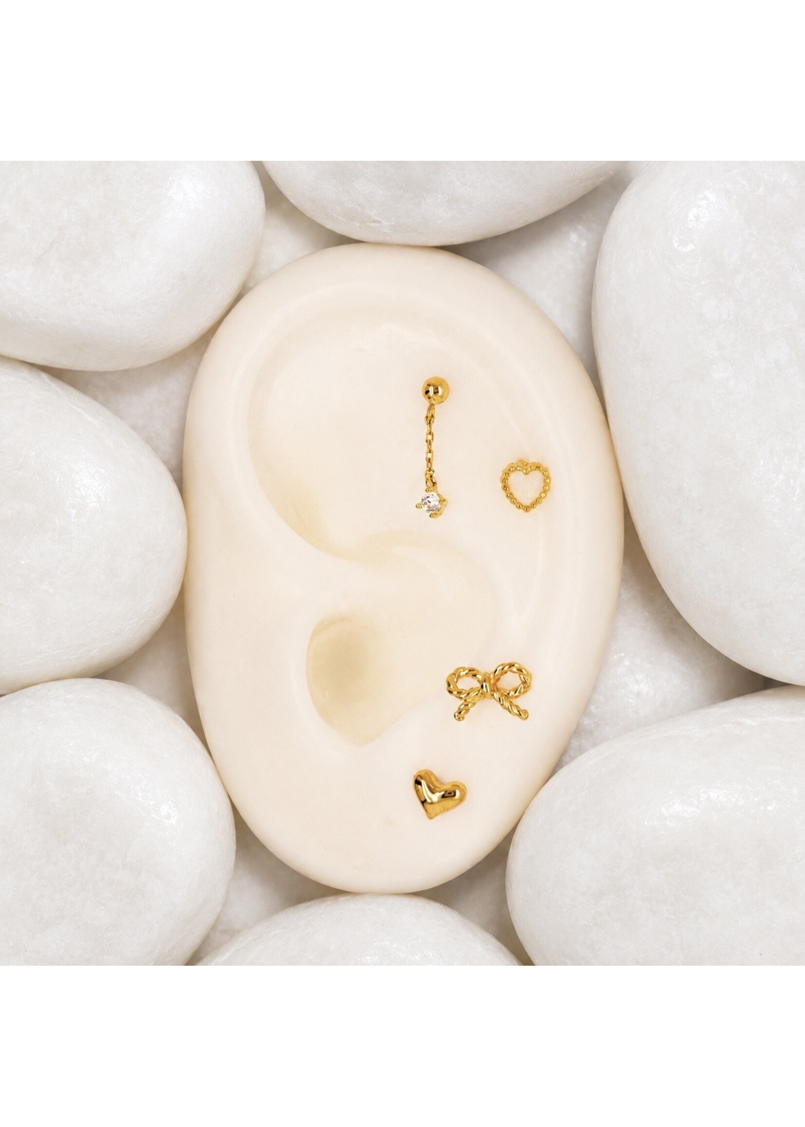 Bijou d'oreille pour Hélix/Tragus avec chainette en or 14K