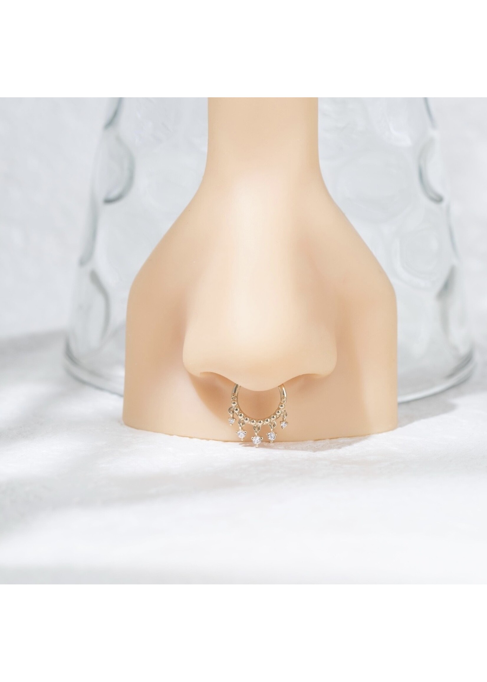 Bijou de nez ou cartilage en Or 14K avec pierres pendantes