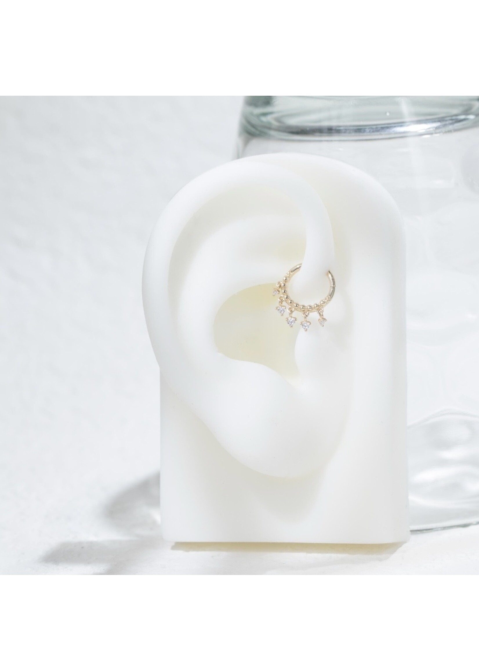 Bijou de nez ou cartilage en Or 14K avec pierres pendantes