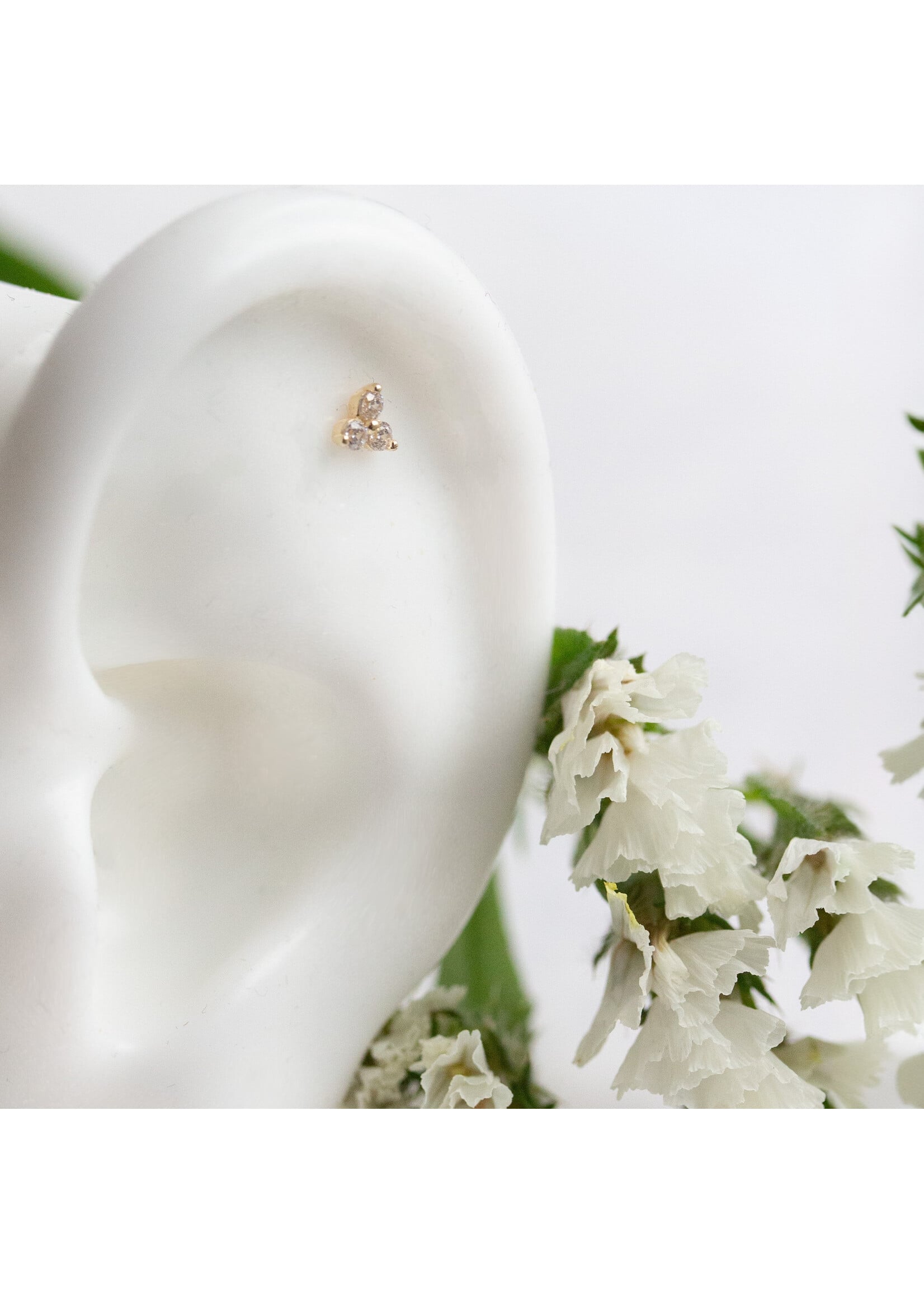 Bijou d'hélix/tragus triangle en Or 14K
