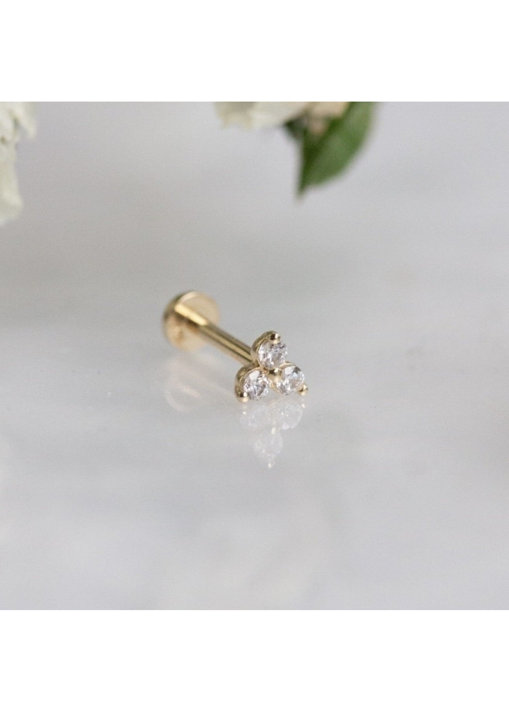 Bijou d'hélix/tragus triangle en Or 14K