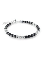 Bracelet en stainless steel avec billes en Onyx noir