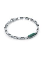 Bracelet avec mailles rectangles en stainless steel et Malachite
