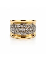 Bague large en or 14K avec diamants naturels - seconde main