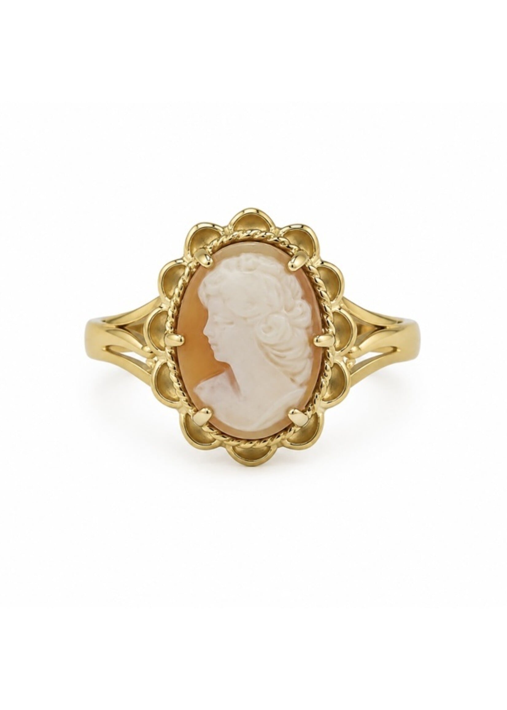 Bague en Or 10K avec Camée corail - seconde main