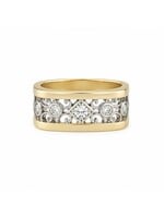 Bague large en or 14K avec fioritures et diamants naturels - seconde main