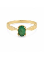 Bague solitaire en or 10K avec émeraude ovale naturelle - seconde main