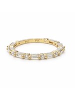 Jonc semi-éternité en Or 18K avec diamants ronds et baguettes
