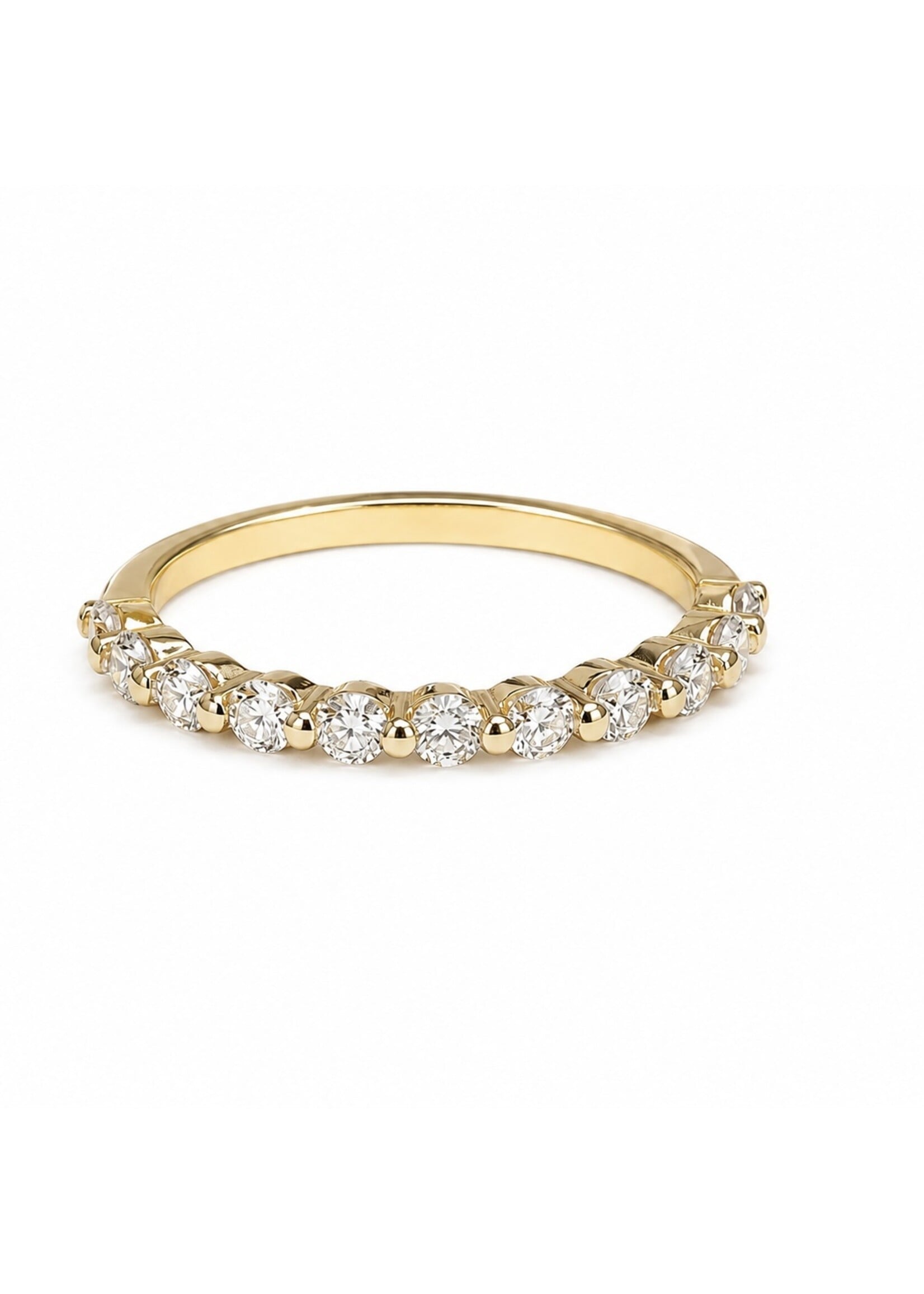 Jonc semi-éternité en or 14K avec diamants