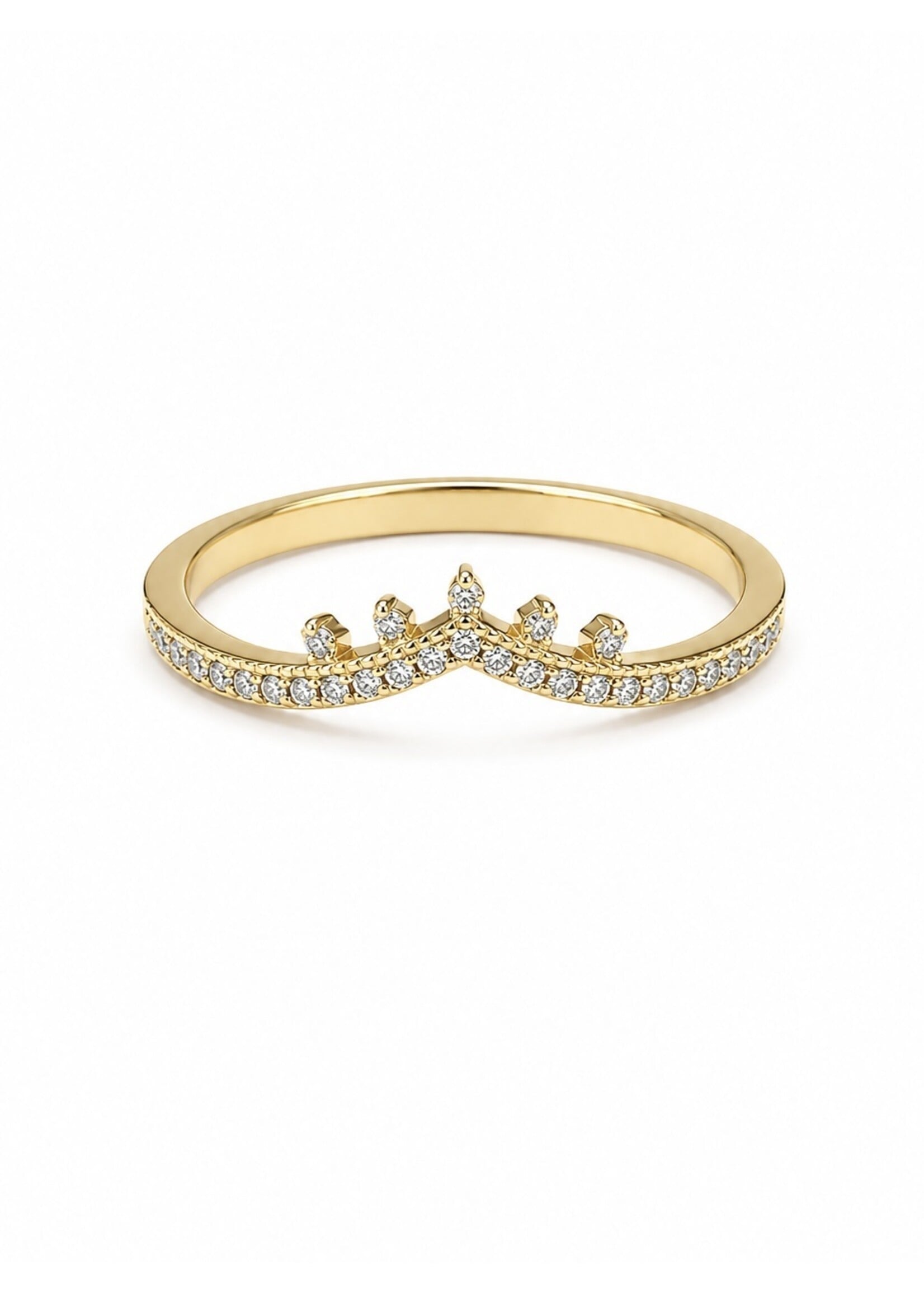 Jonc couronne en or 10K avec diamants