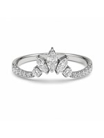Jonc couronne de princesse en Or blanc 14K avec diamants