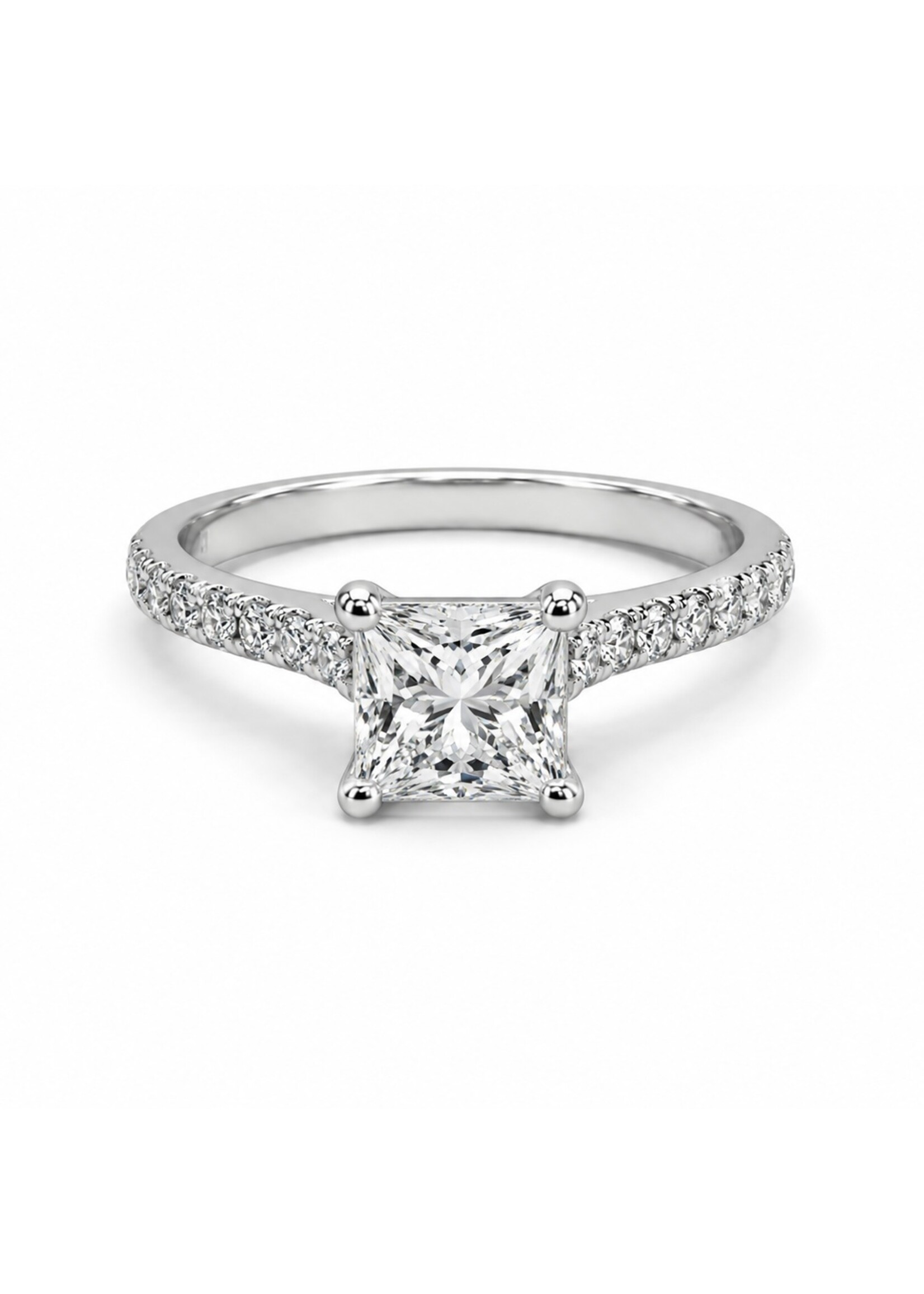 PARÉ Bague solitaire en Or 10K avec diamant princesse