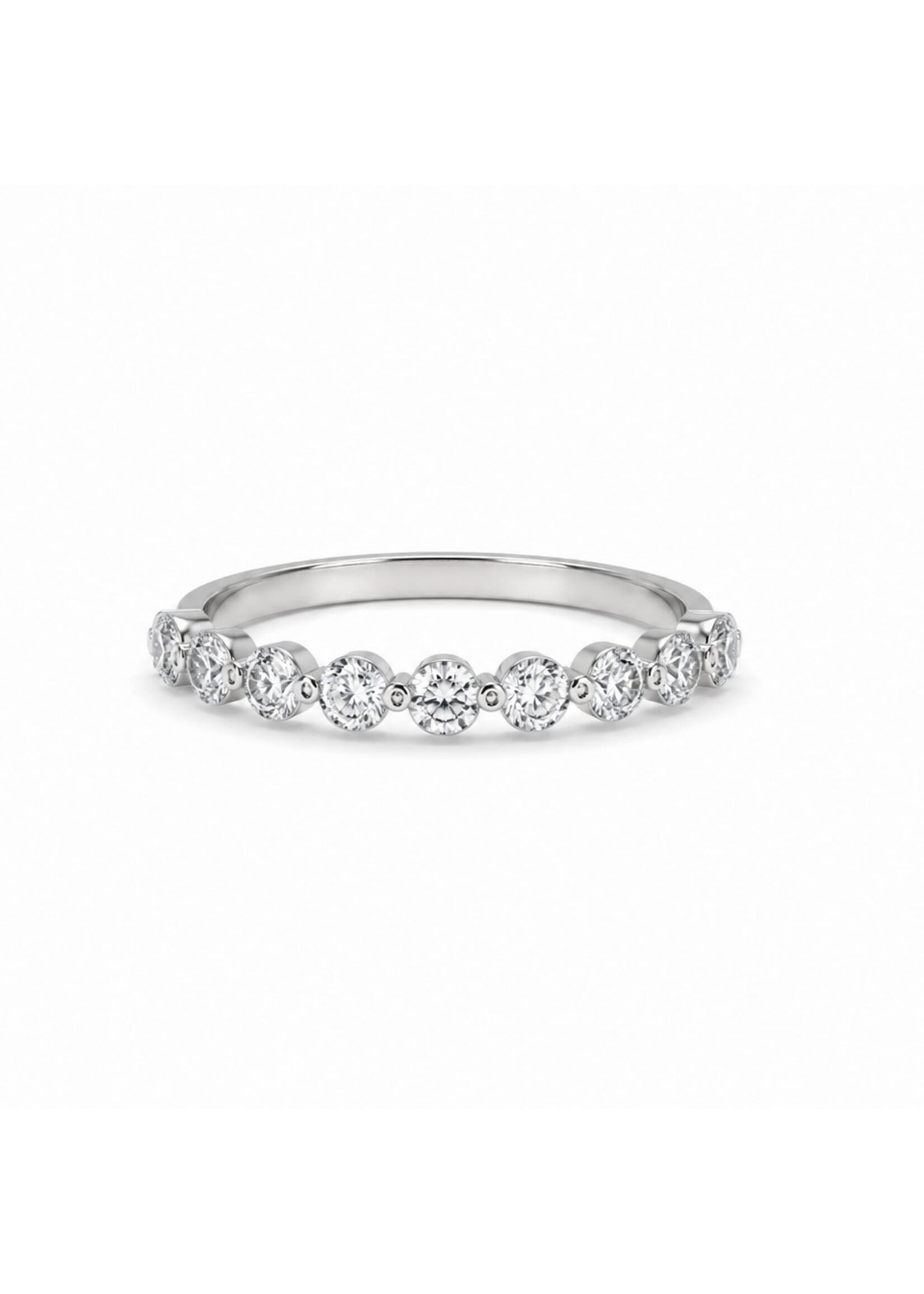 Jonc semi-éternité «Bubble» en or blanc 14K avec diamants