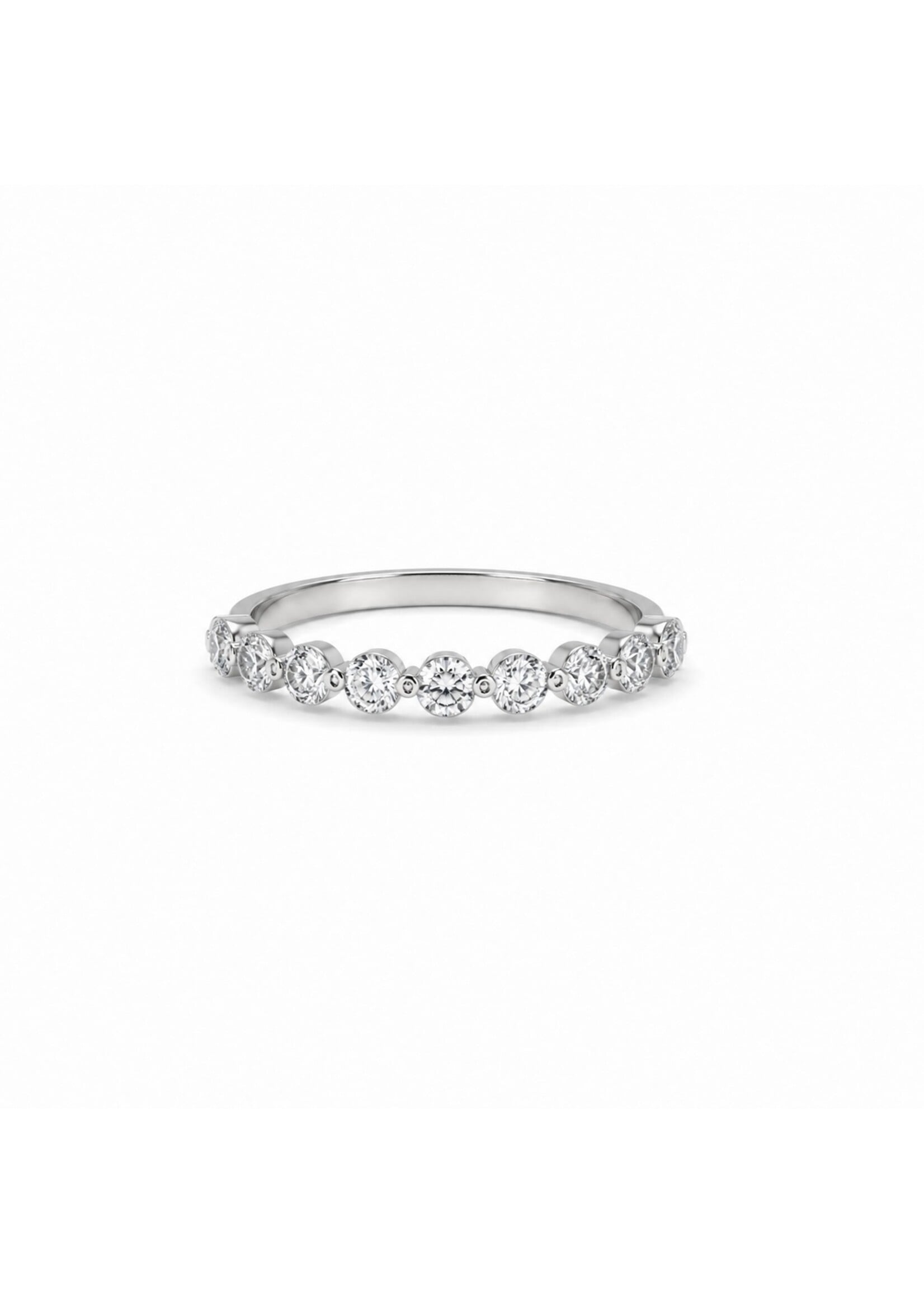 Jonc semi-éternité «Bubble» en or blanc 14K avec diamants