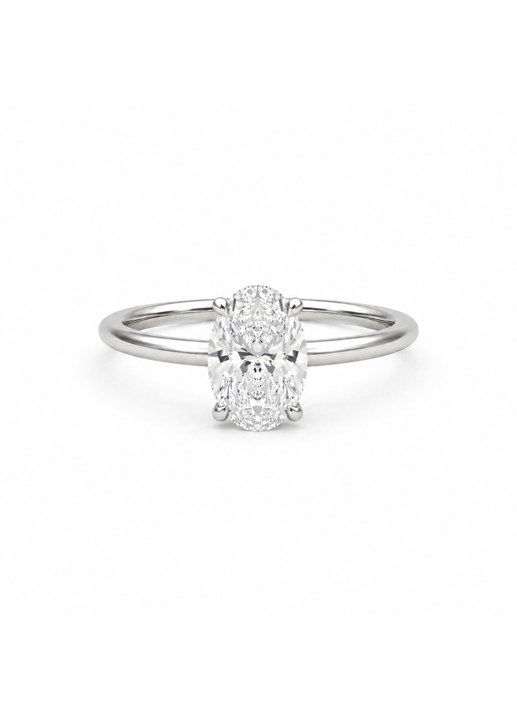 Bague solitaire en Or 14K avec diamant ovale