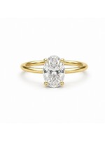 PARÉ Bague solitaire avec diamant ovale de 4 carat en or 14K