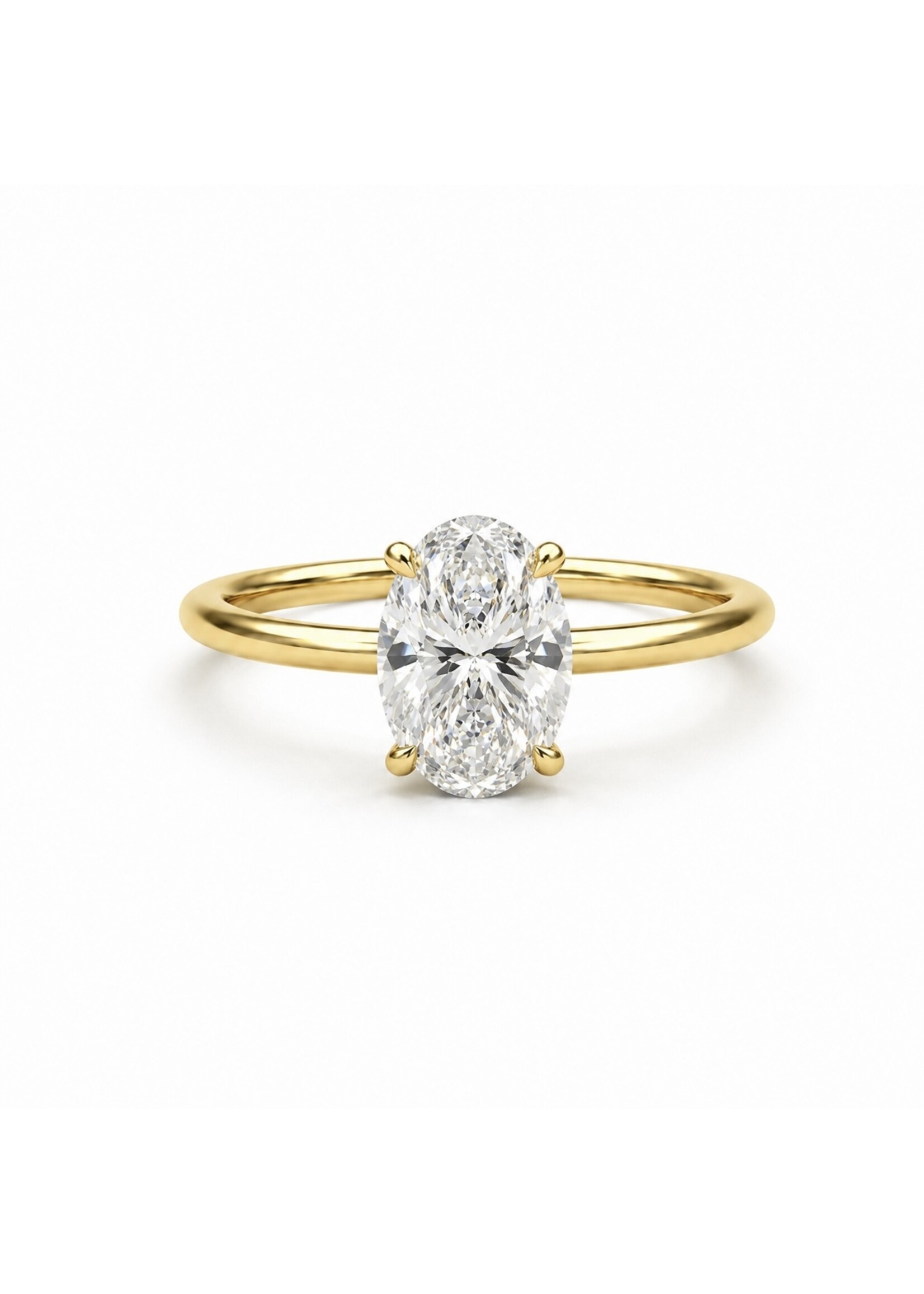 PARÉ Bague solitaire avec diamant ovale de 4 carat en or 14K