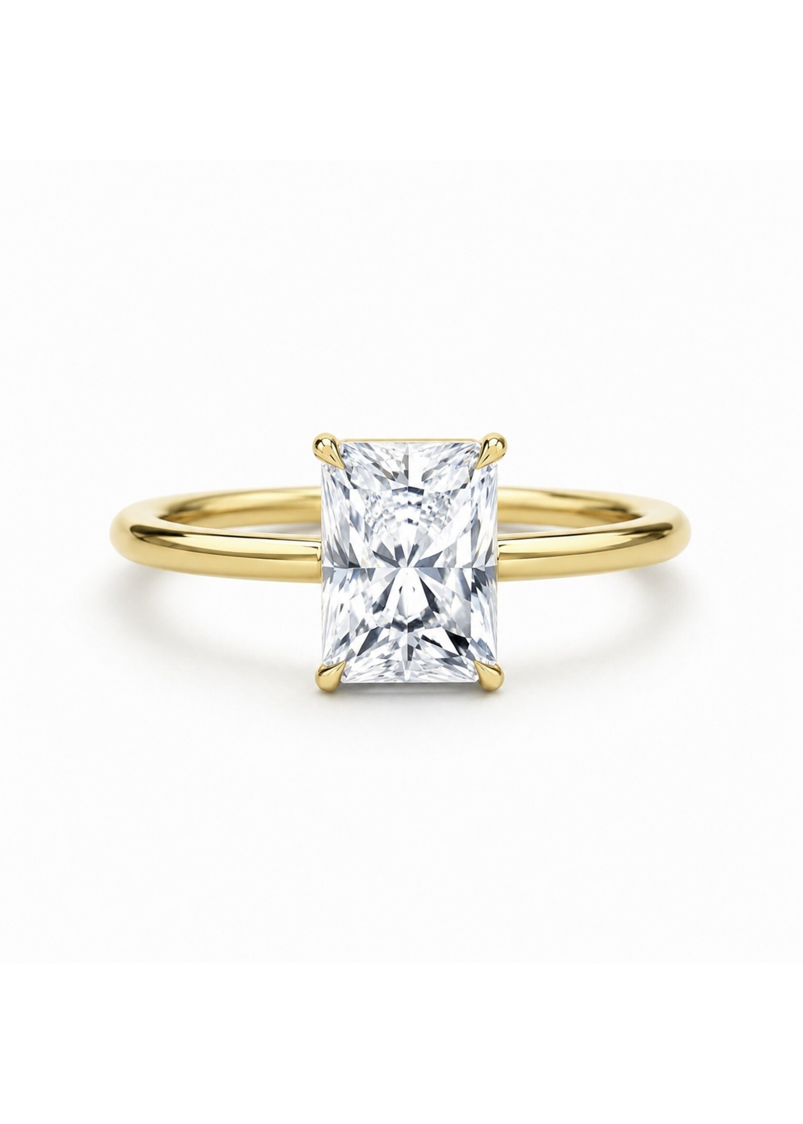 Bague solitaire en Or 14K avec diamant  «radiant cut»