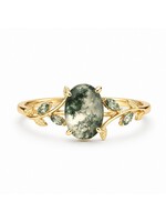 PARÉ La "Agata'' Bague solitaire en Or 10k avec  agate mousse