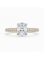 PARÉ Bague solitaire ovale avec diamants en Or 14K