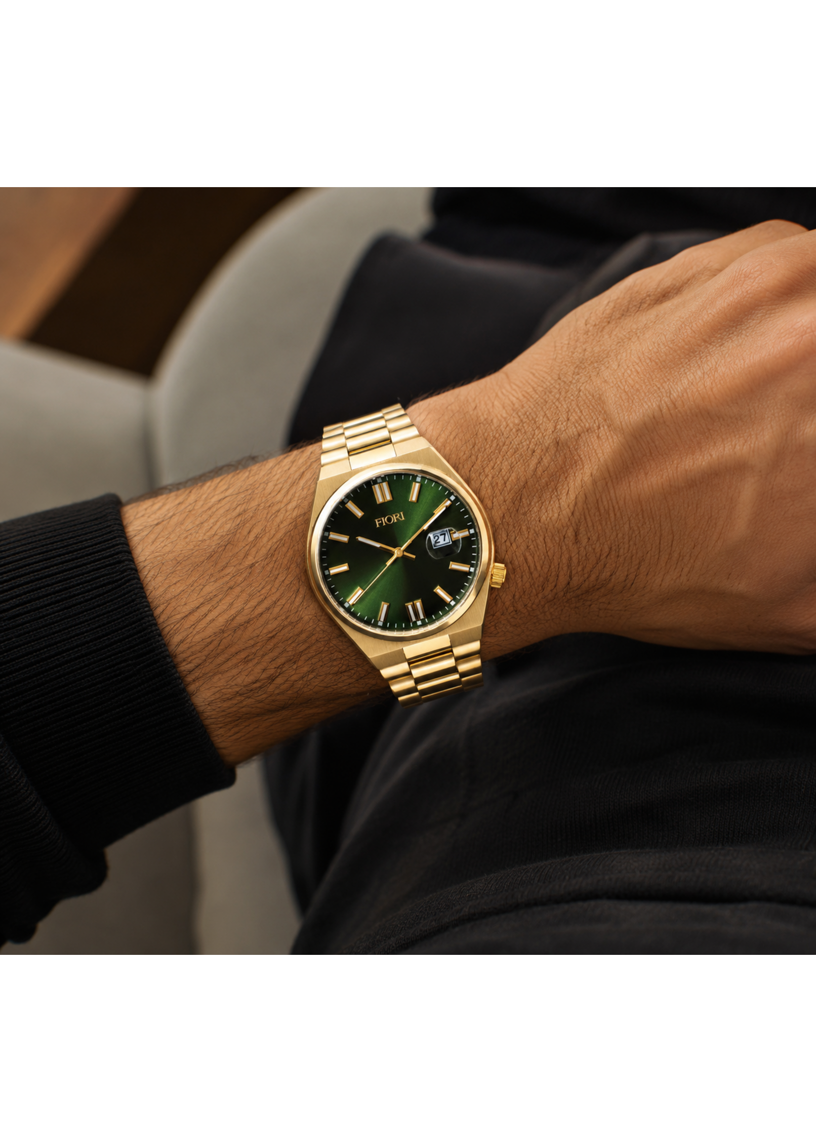Montre Fiori or et vert émeraude
