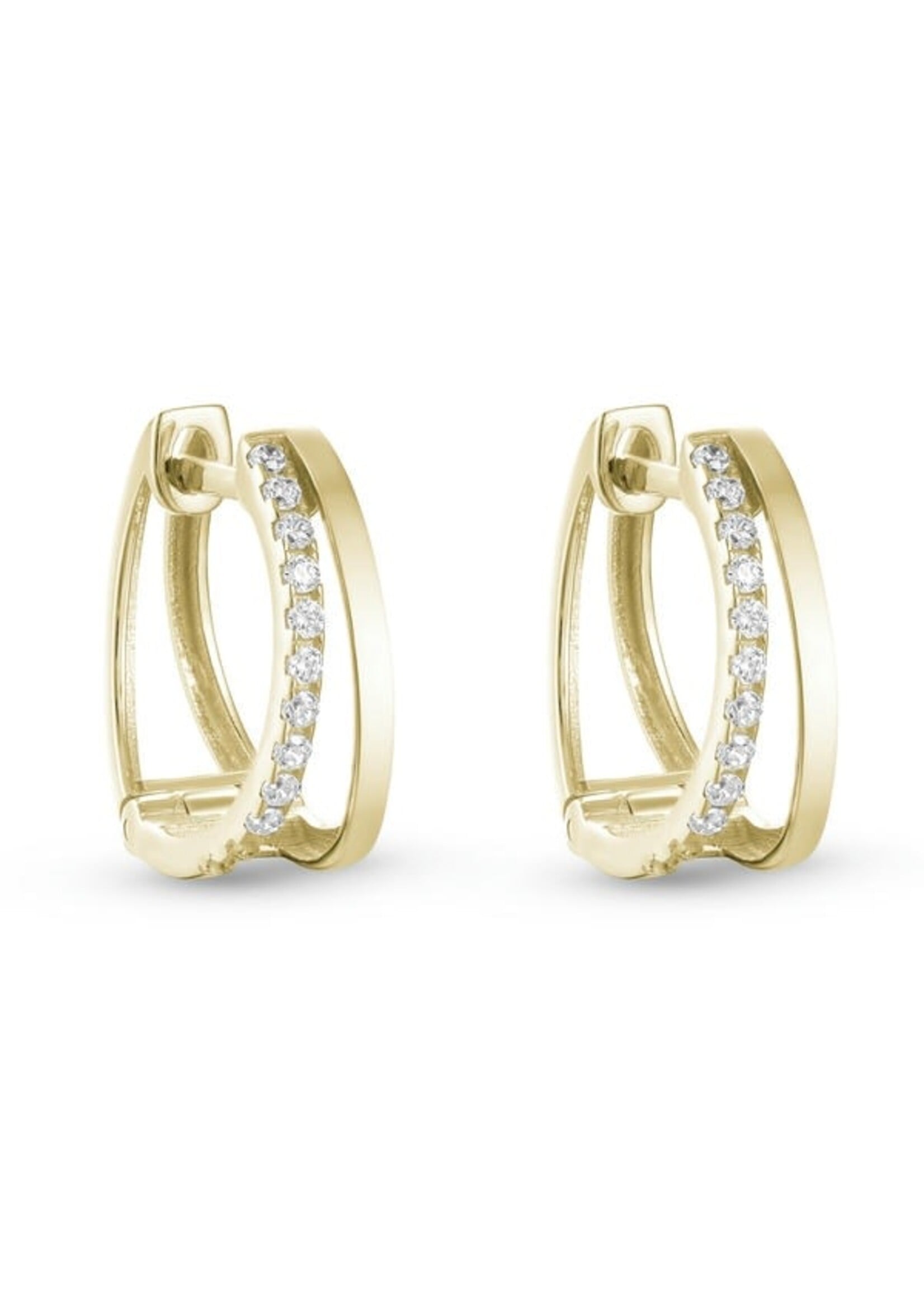 Boucles d'oreilles Huggies double en Or 10K avec diamants