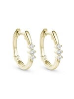 Boucles d'oreilles Huggies ovales en Or 10K avec trinité de diamants
