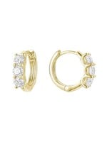 Boucles d'oreilles Huggies en Or 14K avec trinité de diamants
