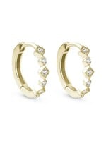 Boucles d'oreilles Huggies en Or 10K et milgrains avec diamants