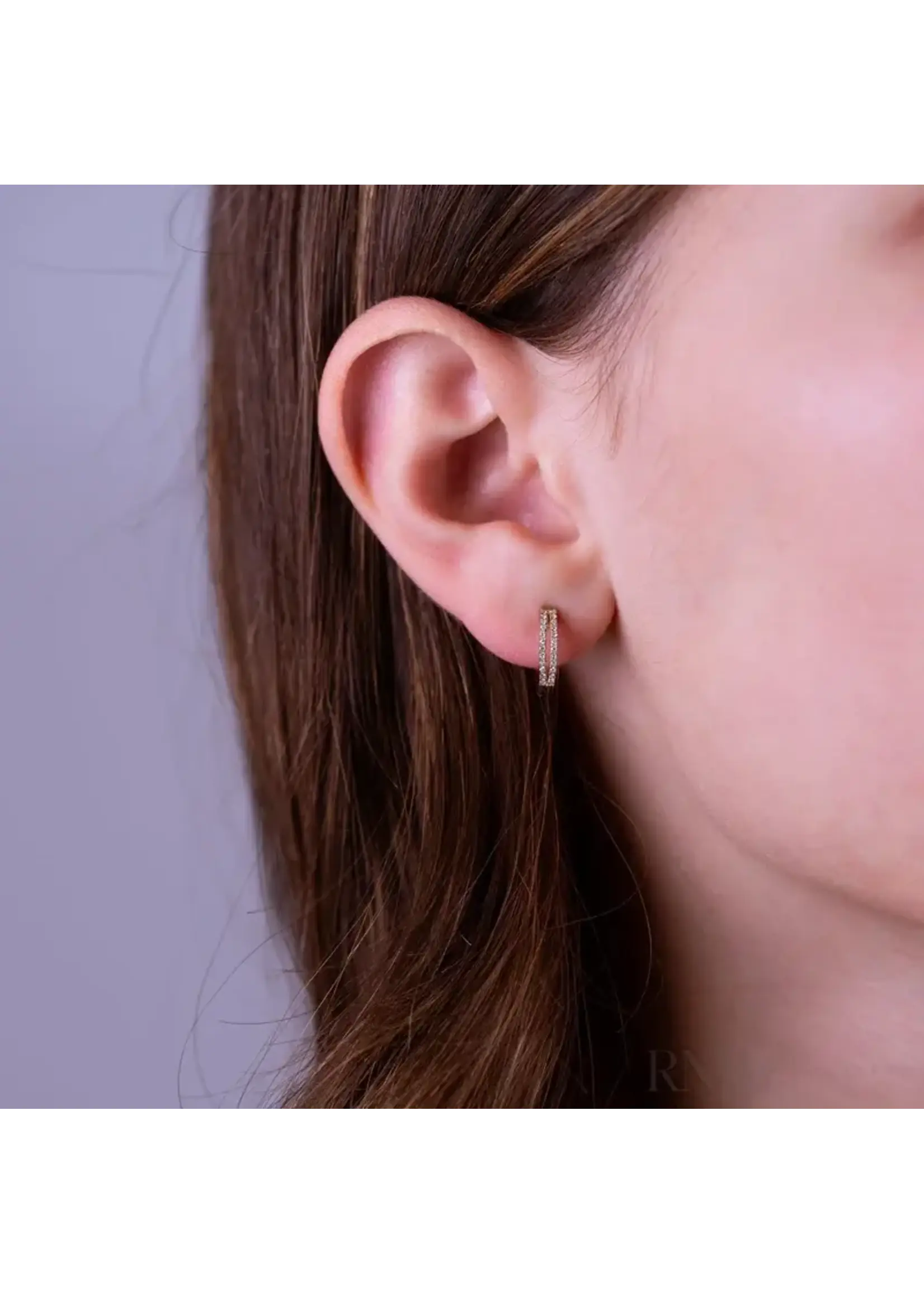 Boucles d'oreilles Huggies double en Or 10K avec diamants naturels
