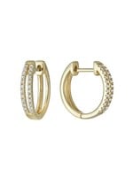 Boucles d'oreilles Huggies double en Or 10K avec diamants naturels