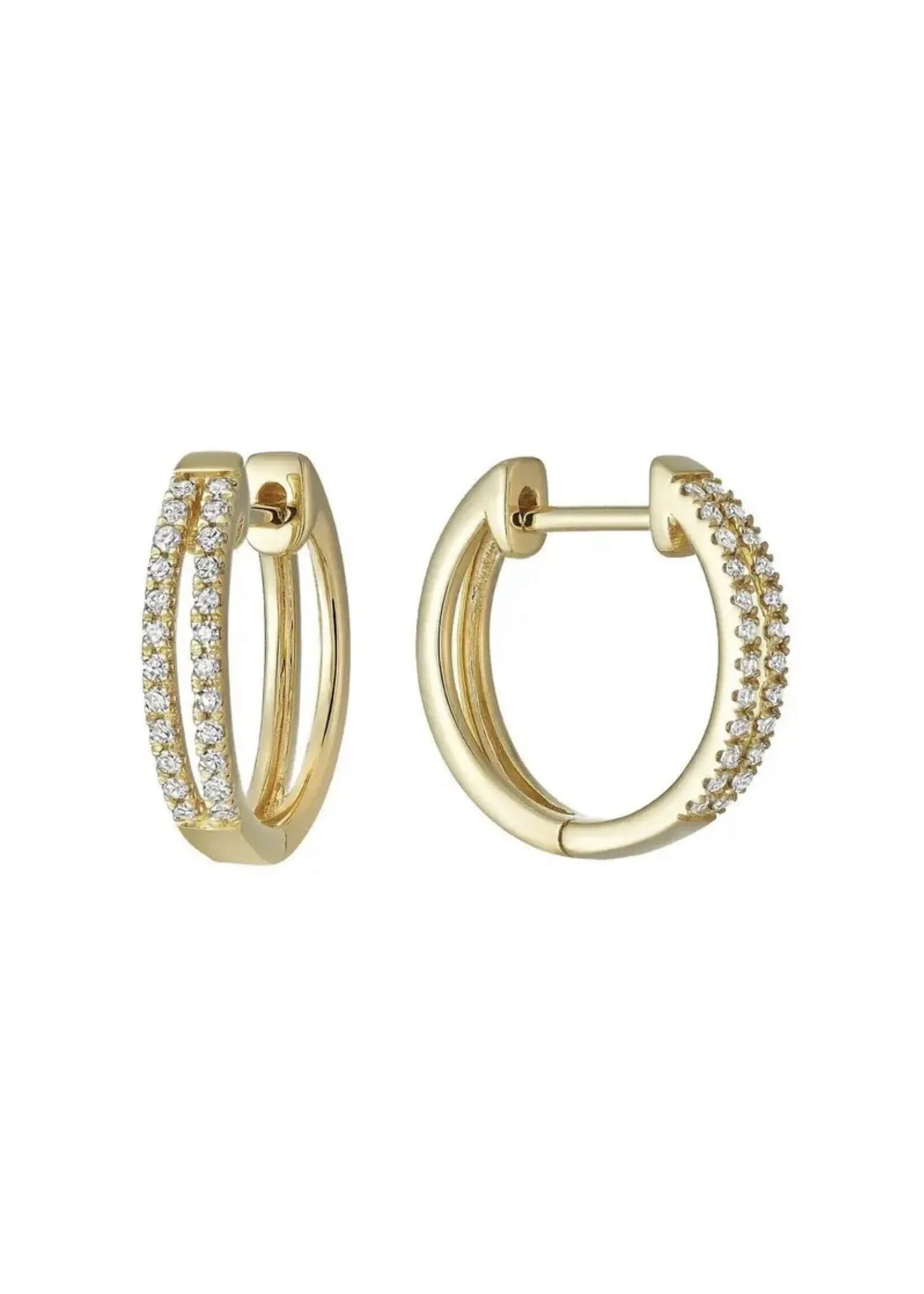 Boucles d'oreilles Huggies double en Or 10K avec diamants naturels