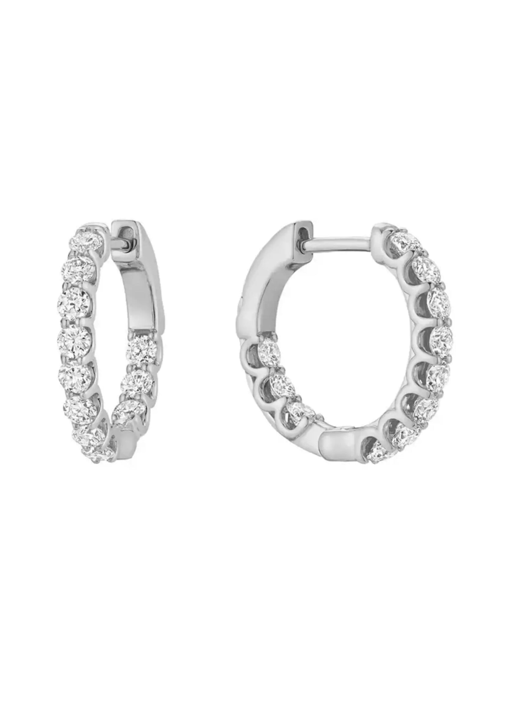 Boucles d'oreilles Huggies en Or blanc 14K avec 1 carat de diamants