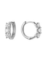 Boucles d'oreilles Huggies en Or blanc 14K avec trinité de diamants