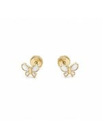 Boucles d'oreilles pour enfants papillons en Or 10K avec nacre de perle