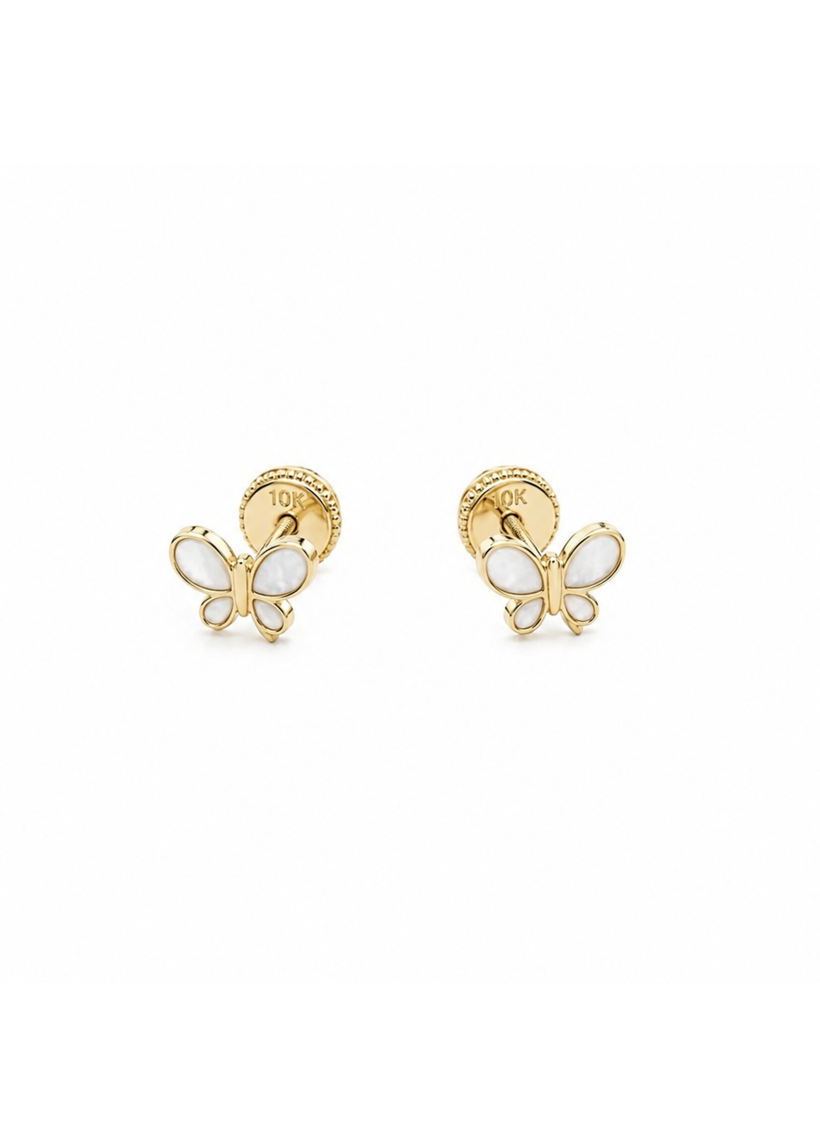 Boucles d'oreilles pour enfants papillons en Or 10K avec nacre de perle