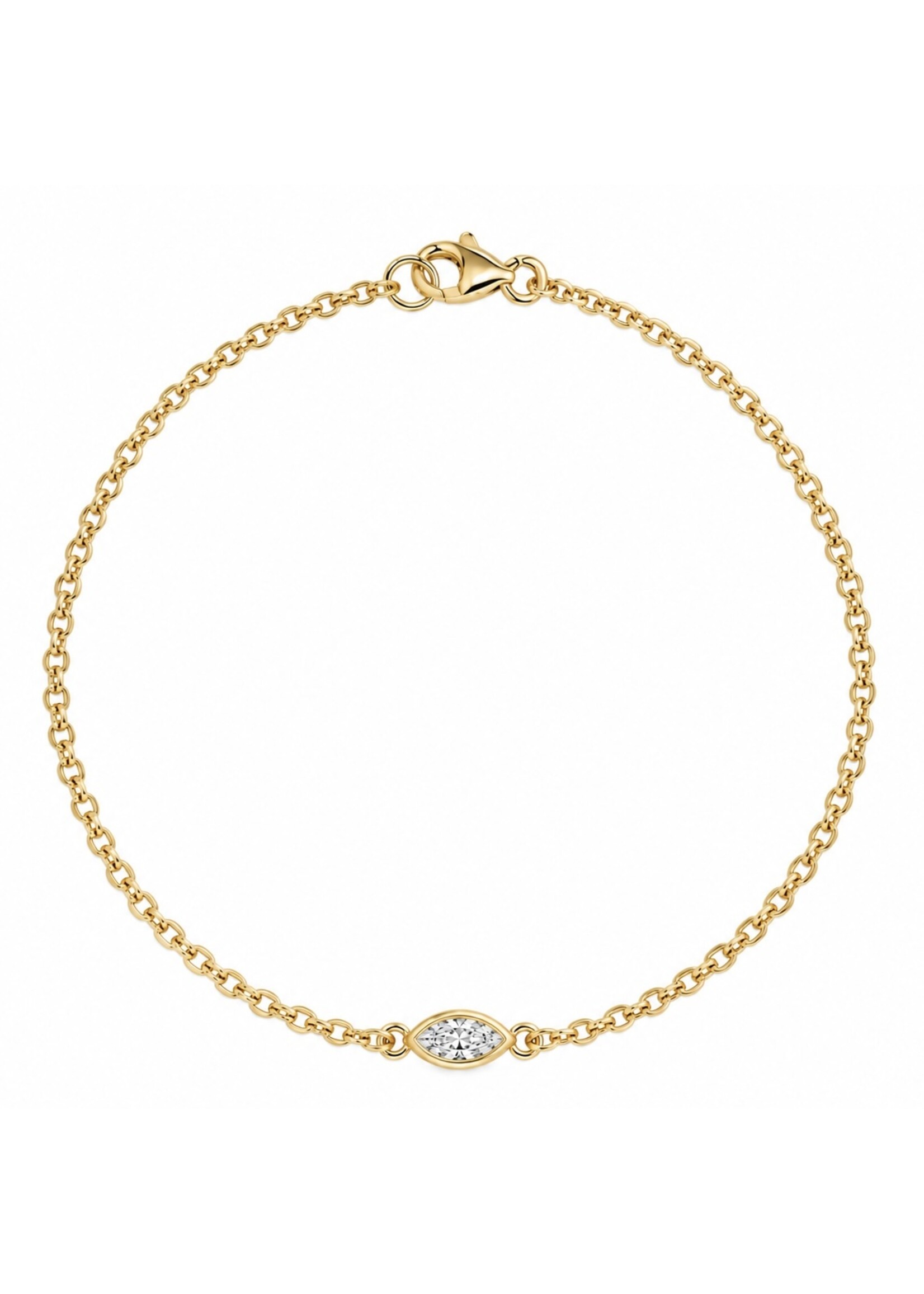 Bracelet réversible forçat en Or 10K avec 0.25ct de diamants - marquise