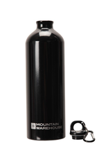 MTN Warehouse BG GEAR 1L Metallic Bottle With Karabiner-BLACK