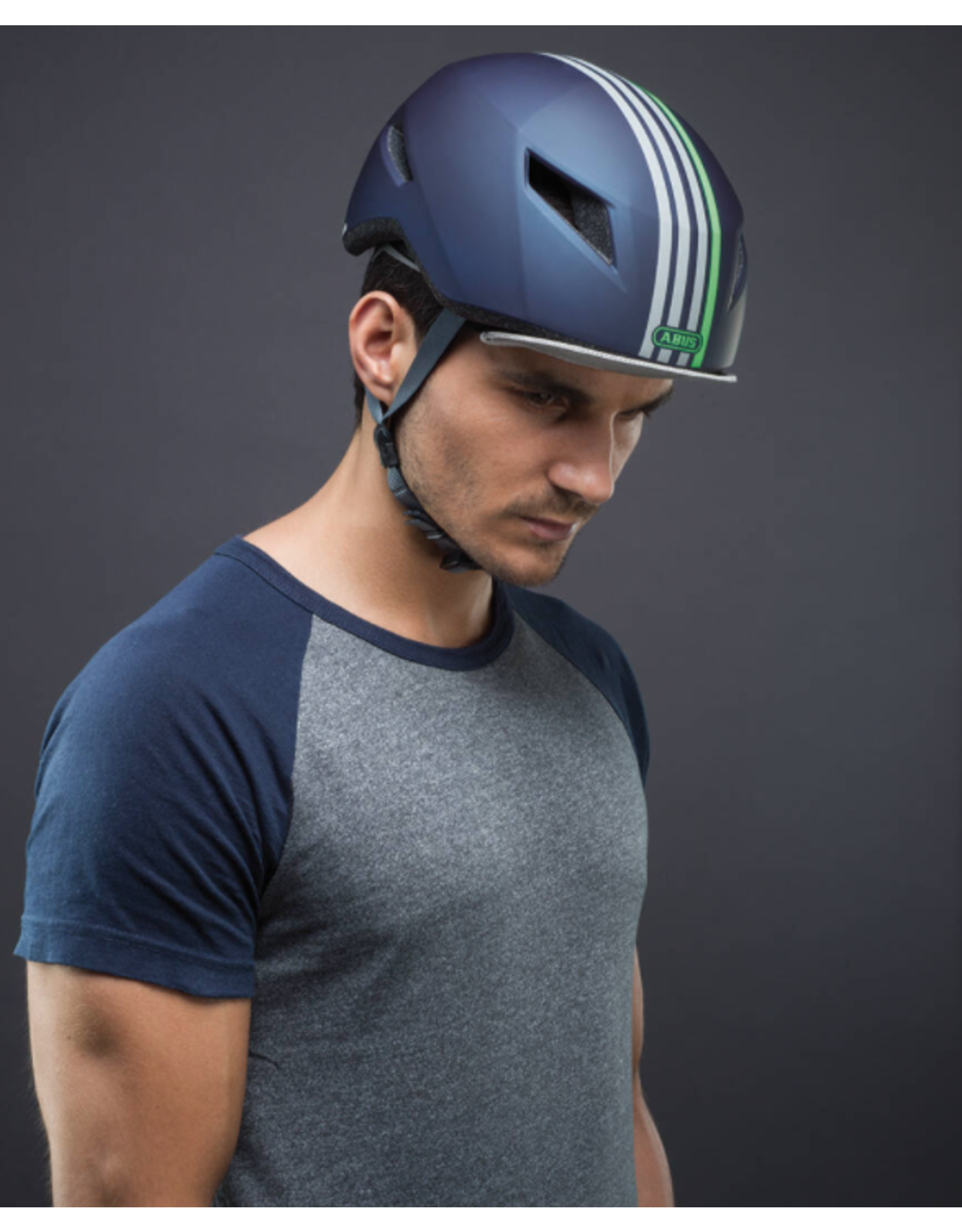 Abus Abus, Yadd-I, Helmet, Green and Grey Streak on Matte Navy M, 54 - 59cm