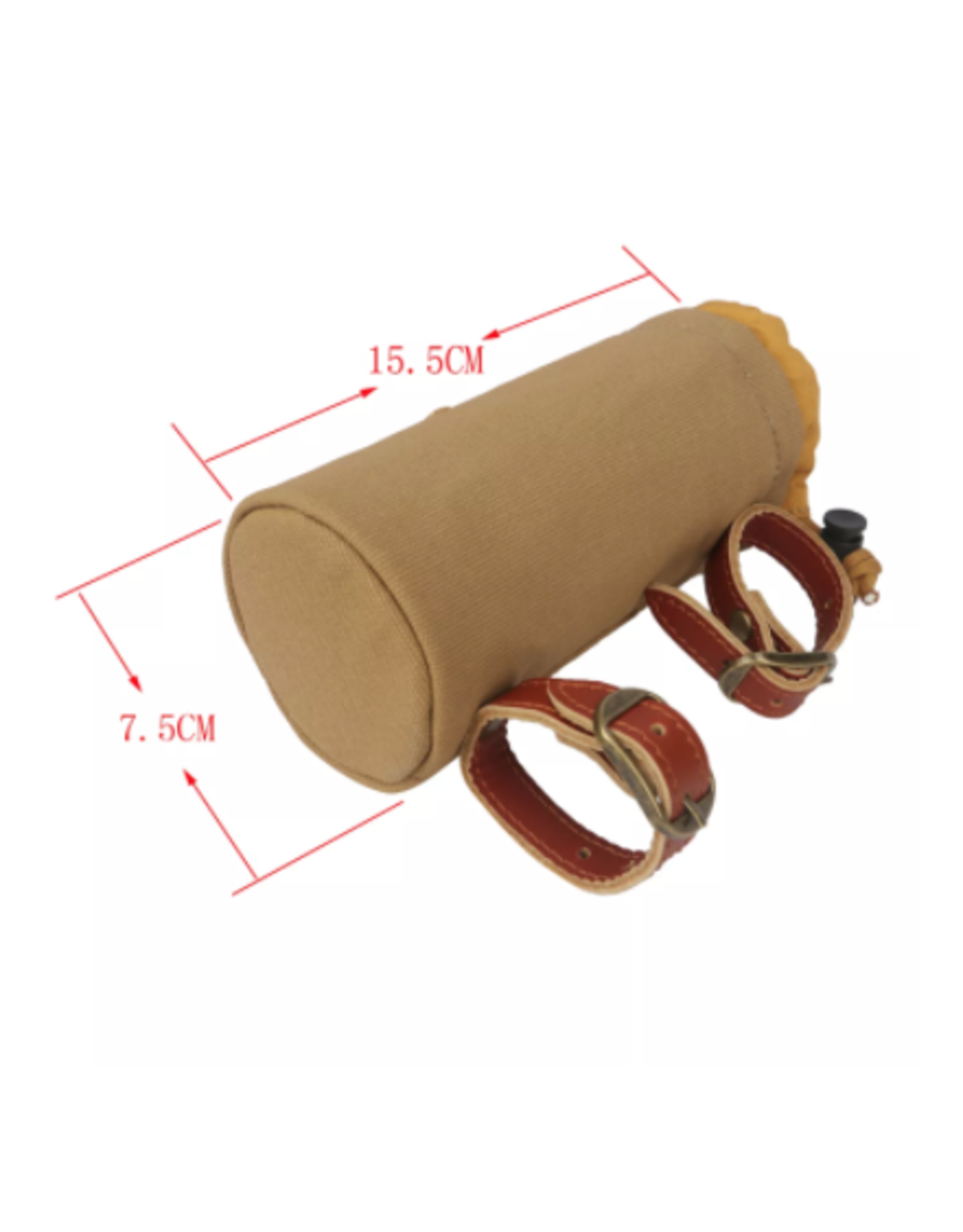 Tourbon TOURBON Canvas and Leather Bicycle Water Bottle Cup Holder Wine Carrier Khaki