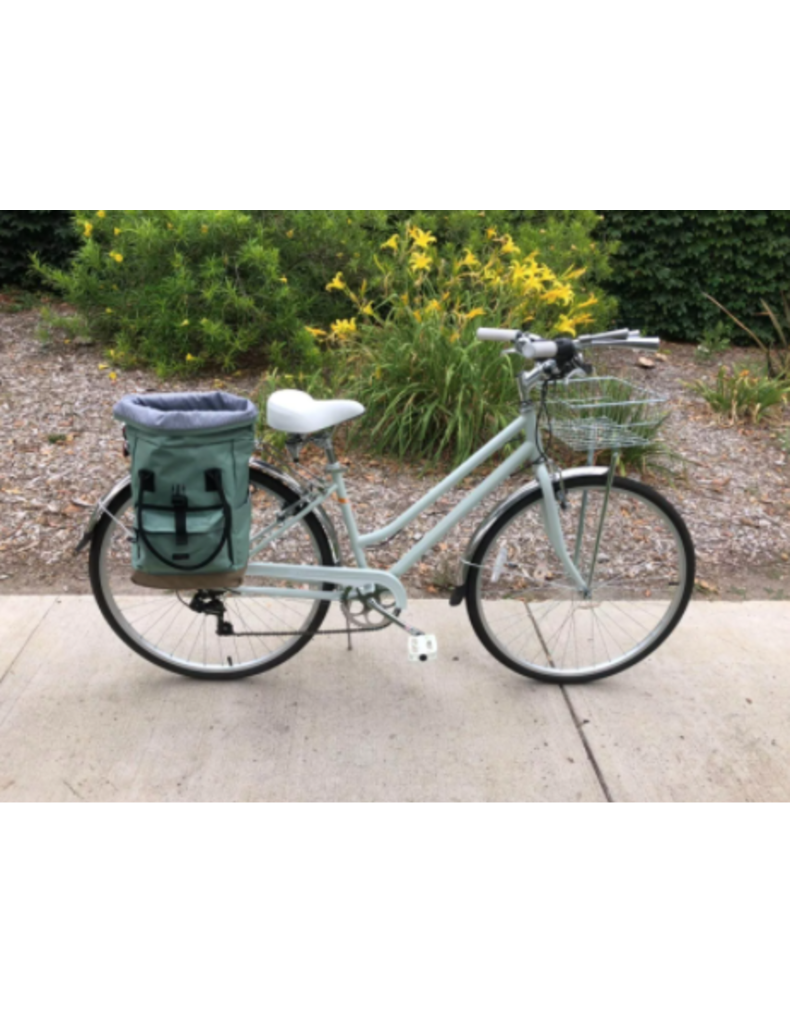 Tourbon TOURBON Nylon Roll-top Clip-On Market Shopper Bike Panniers Shoulder Tote Bag GREEN