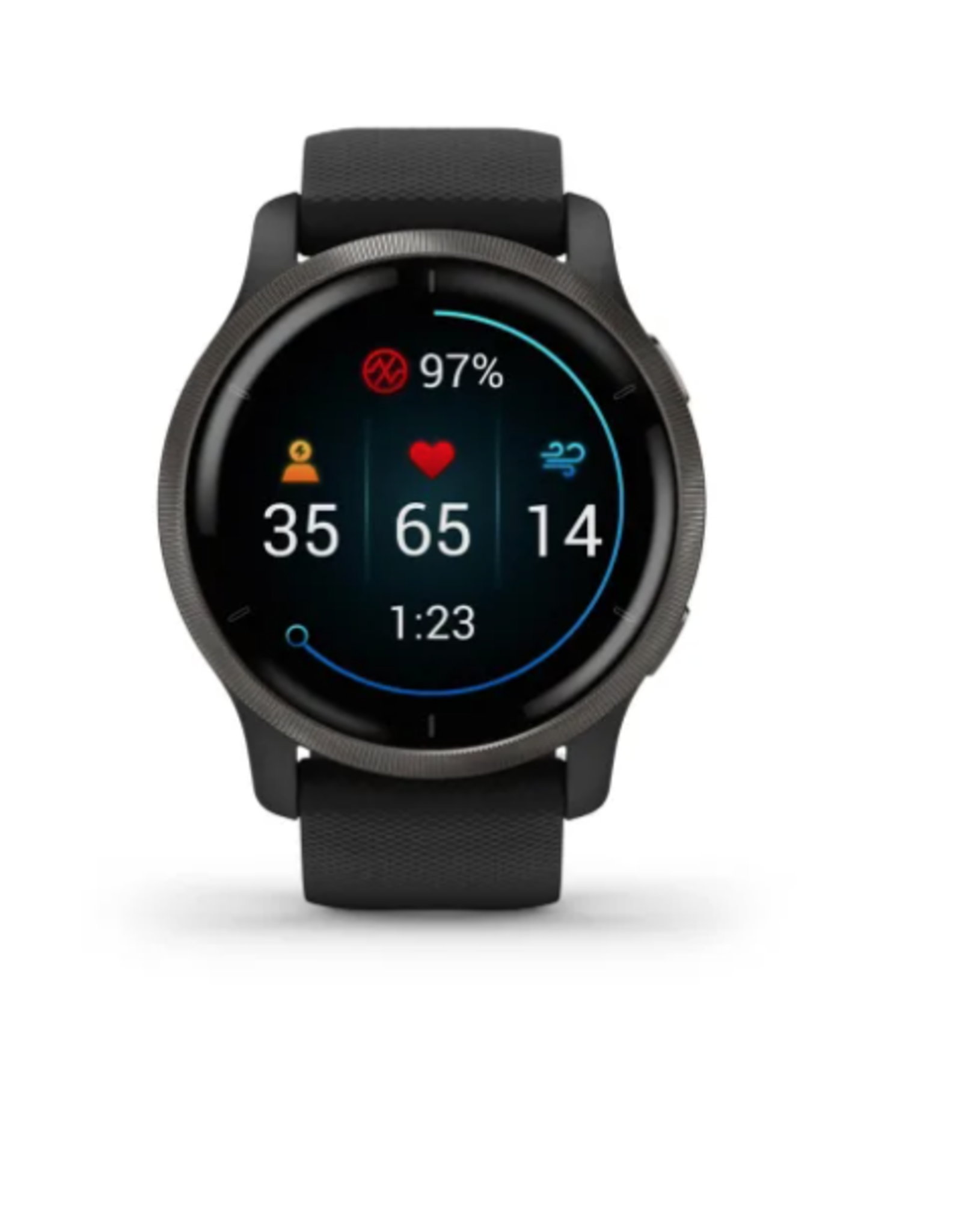 Garmin Garmin Venu® 2 Slate Stainless Steel Bezel with Black Case and Silicone Band