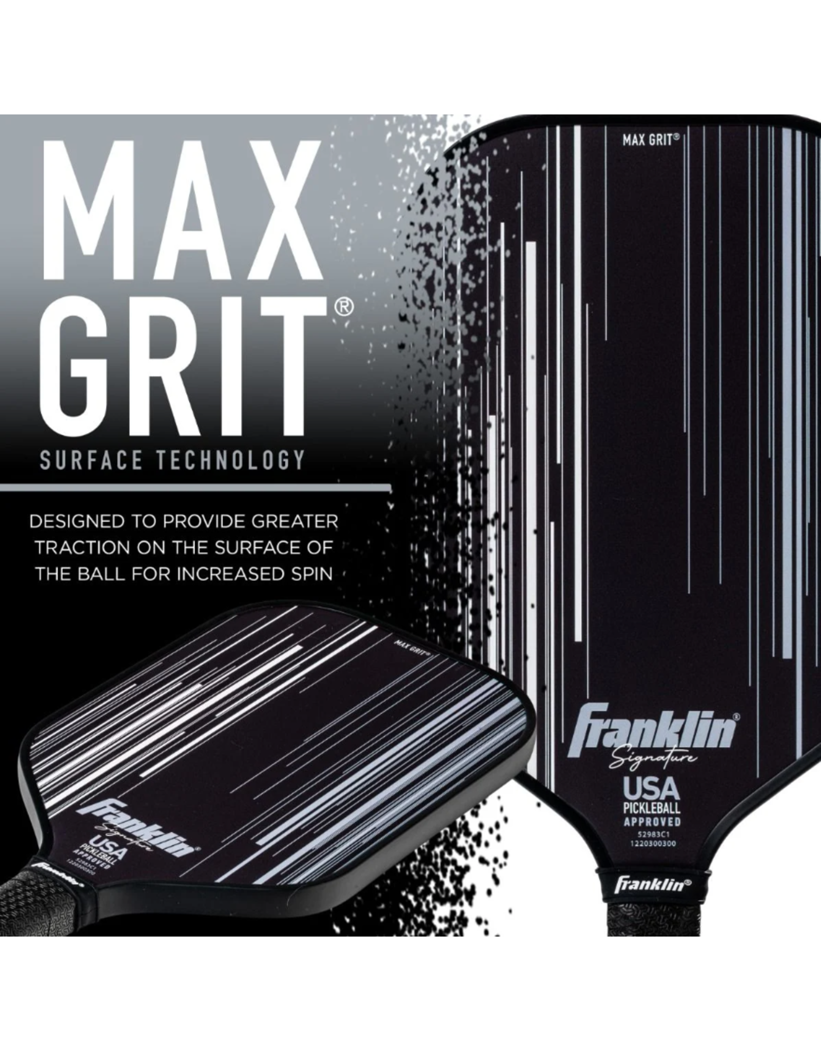 DEMO FRANKLIN SIGNATURE SERIES FIBERGLASS PICKLEBALL PADDLE WITH MAXGRIT® Black 13mm