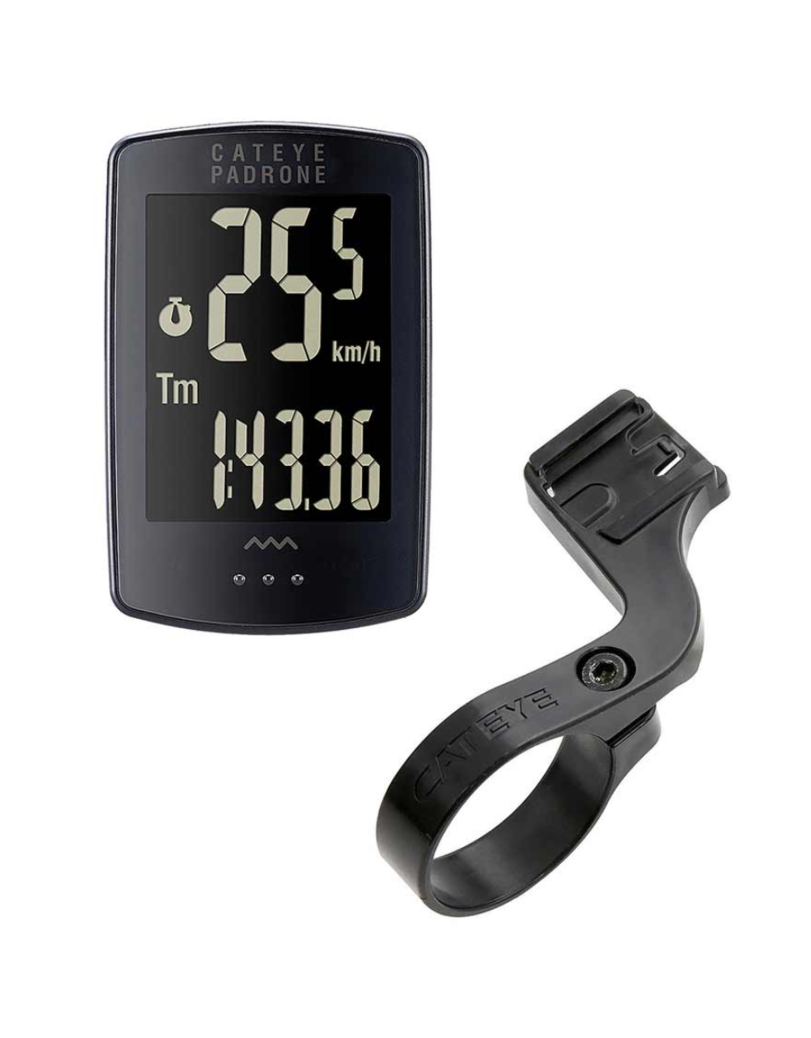 Cat Eye CatEye, Padrone Stealth, Computer, GPS: No, HR: No, Cadence: No, Black, With OF-100 Bracket