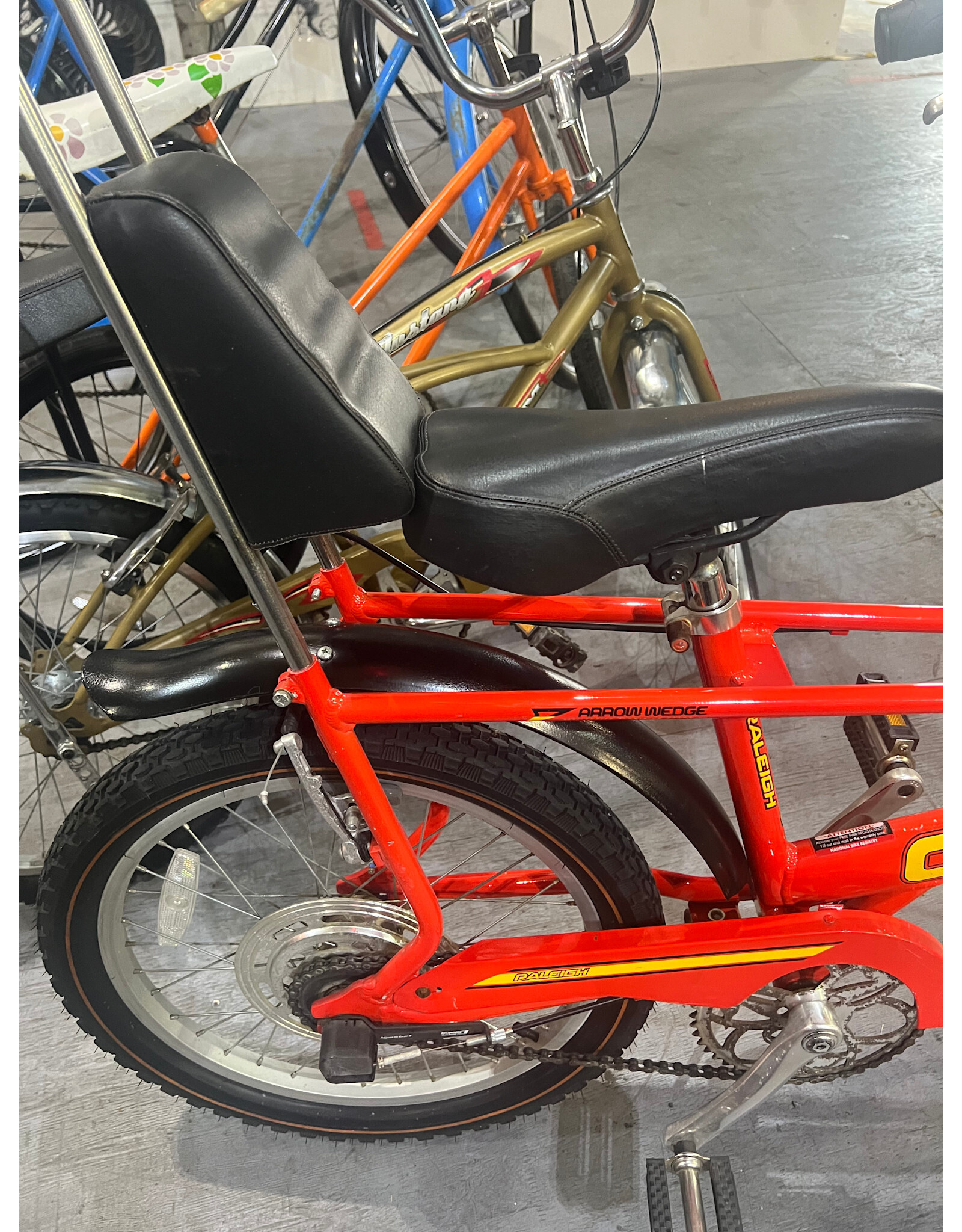 raleigh Raleigh Chopper Mark 3 bicycle, with an Arrow Wedge 7005 series red aluminium frame.