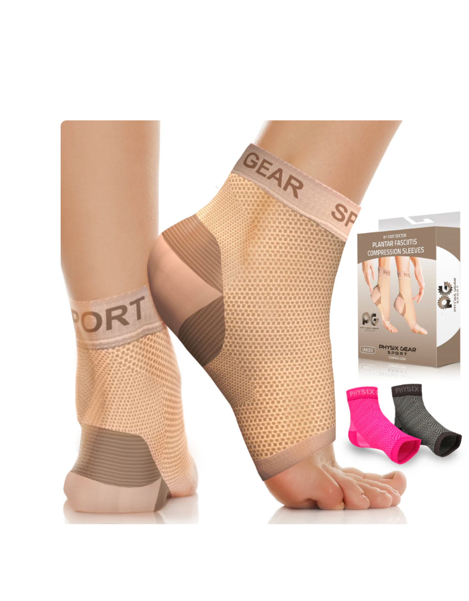 Physix Gear Sport Plantar Fasciitis Socks - Foot Pain Relief and Comfort Size L/XL