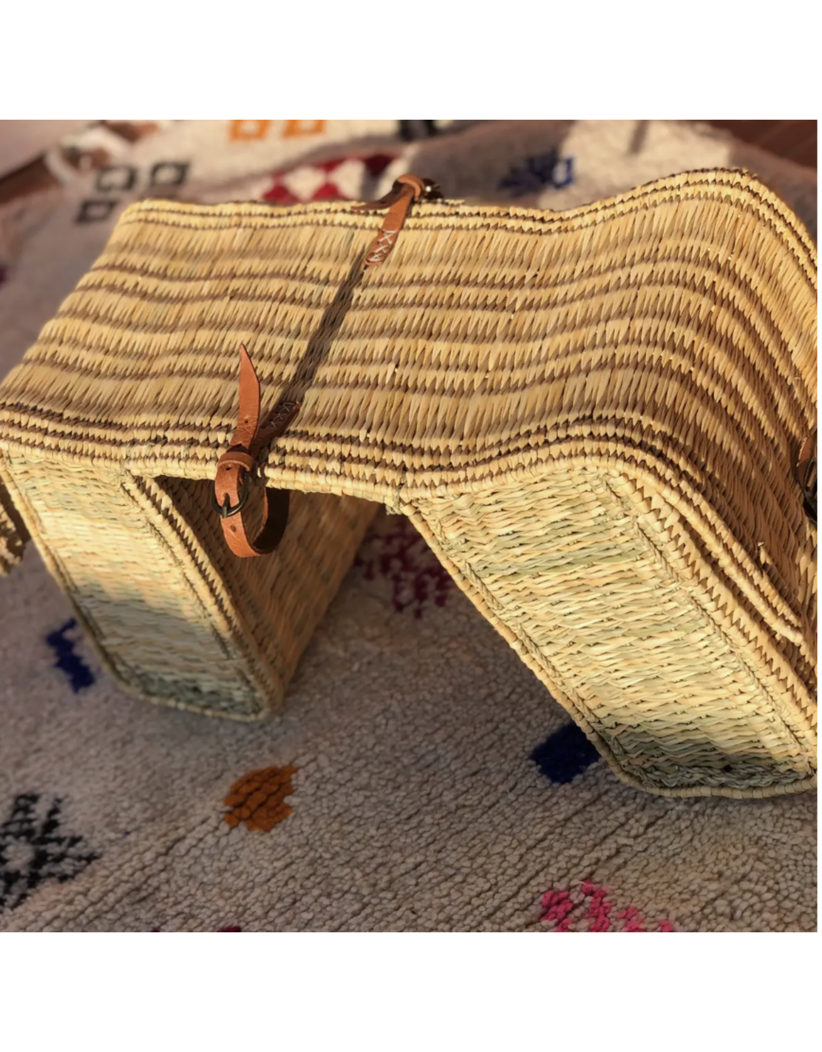 Handmade Double Bicycle Basket in Natural Wicker