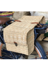 Handmade Double Bicycle Basket in Natural Wicker