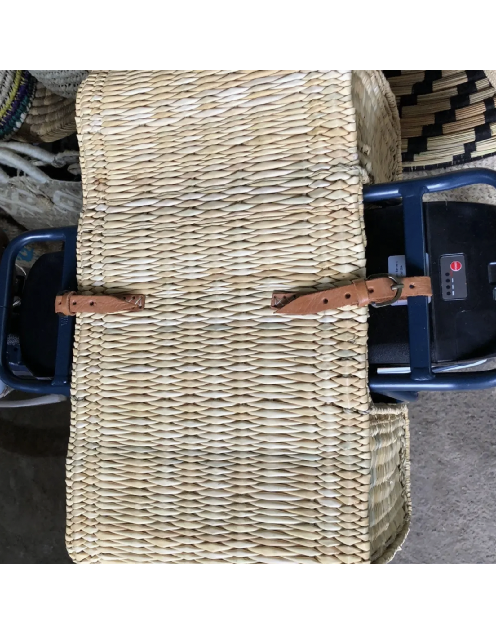 Handmade Double Bicycle Basket in Natural Wicker